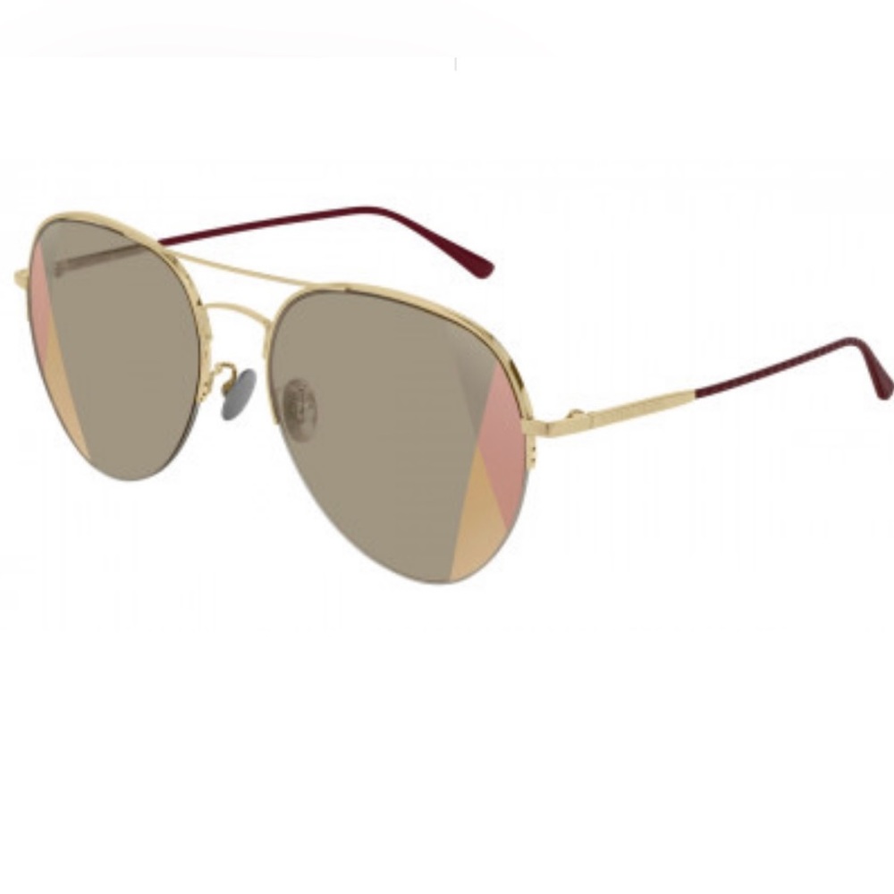 BOTTEGA VENETA #BV0247S Sunglasses Brown Lenses & Gold Aviator Frame